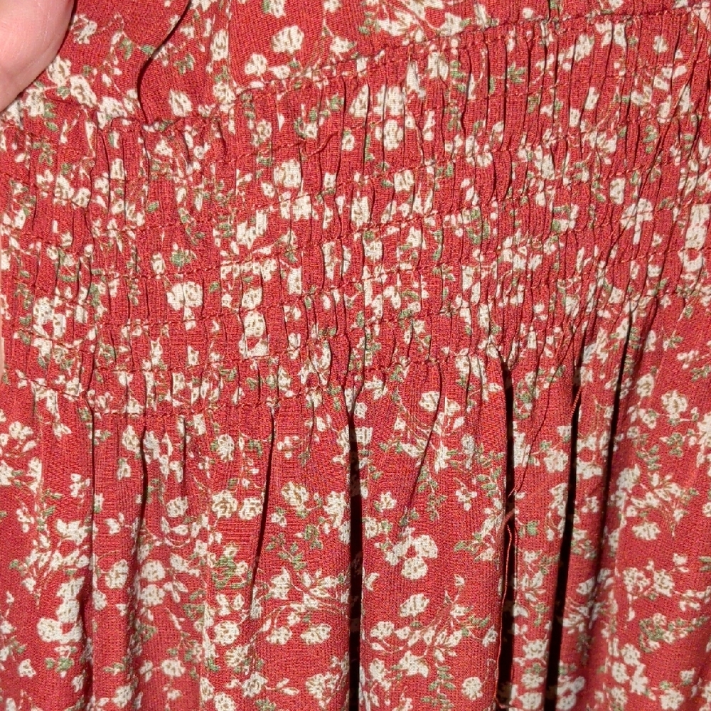 Mikarose Rust Floral V-Neck Tiered Maxi Dress - Picture 3 of 8